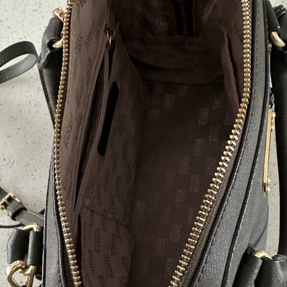 Michael Kors Saffiano Leather Dome Satchel in Dark Sage | Crossbody + Top Handle - Picture 5 of 6